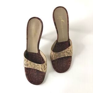 Giuseppe Zanotti Retro Vintage Reptile Print Slip On Mules Heeled Sandals 37.5